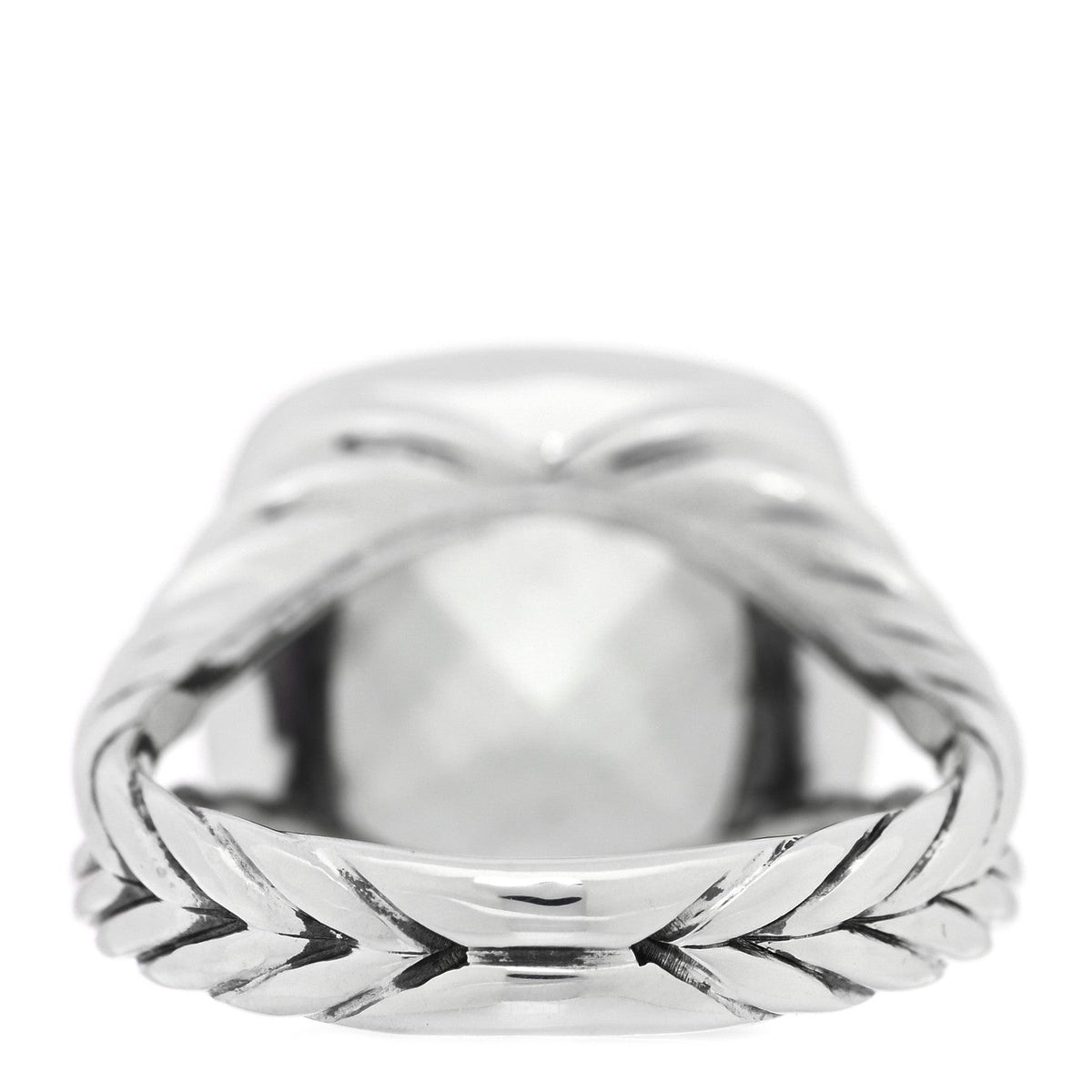 David Yurman Sterling Silver Diamond Prasiolite 11mm Albion Ring 50 5.5