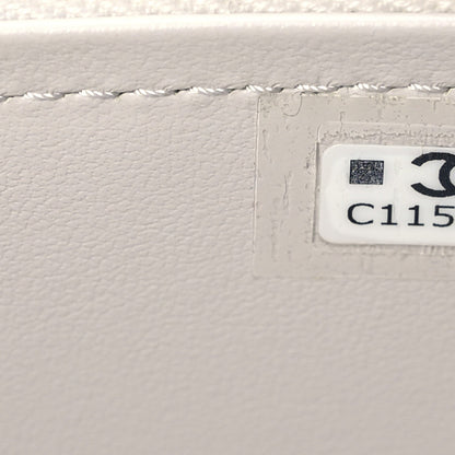 Chanel Caviar Quilted Small Tiny CC Vanity Case With Chain Light Grey