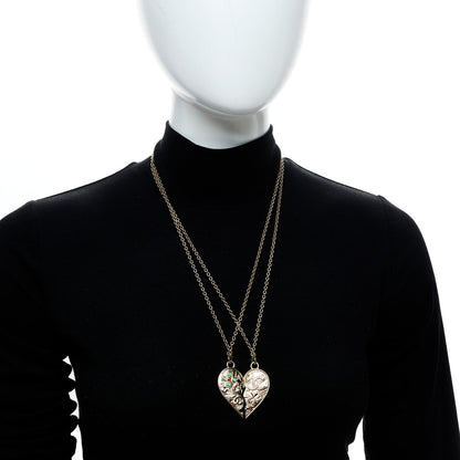 Chanel Crystal Gripoix Clover Heart CC Friendship Necklace Set Gold Multicolor