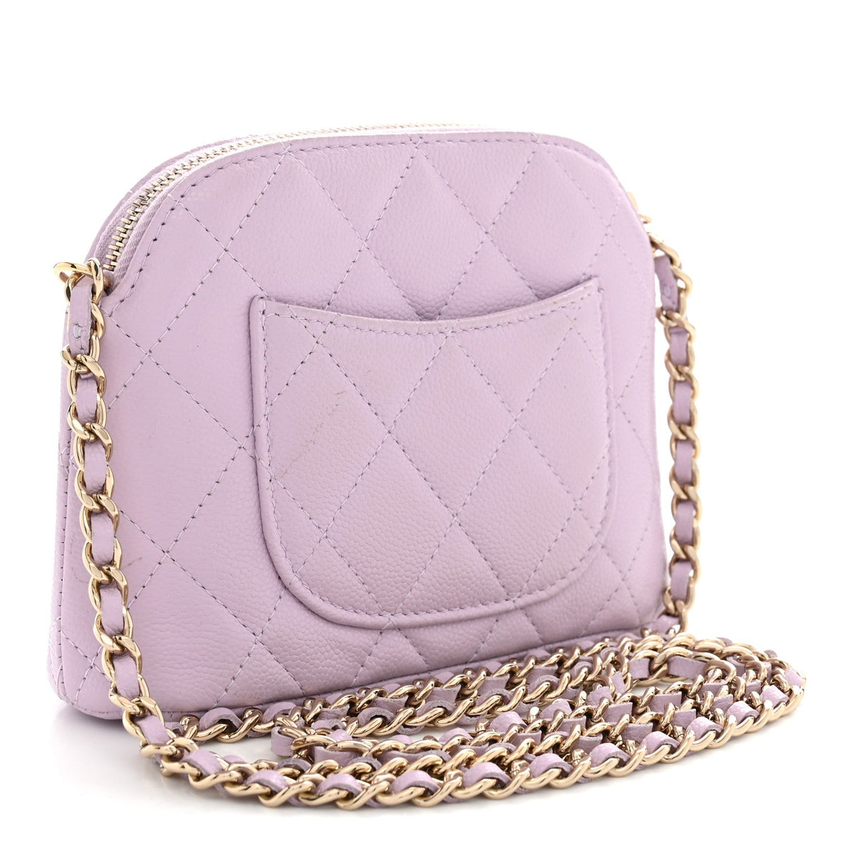 Chanel Caviar Quilted Mini Classic Clutch With Chain Light Purple