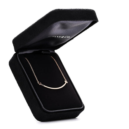 Tiffany 18K Rose Gold T Smile Pendant Necklace 43.8cm