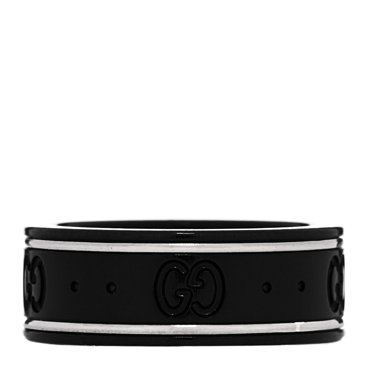 Gucci 18K White Gold Synthetic Corundum 7mm Icon Band Ring 49 4.75