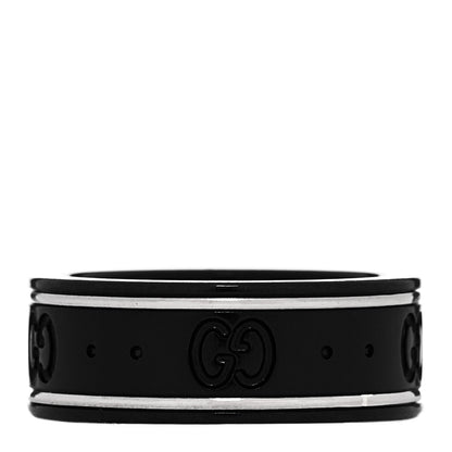 Gucci 18K White Gold Synthetic Corundum 7mm Icon Band Ring 49 4.75
