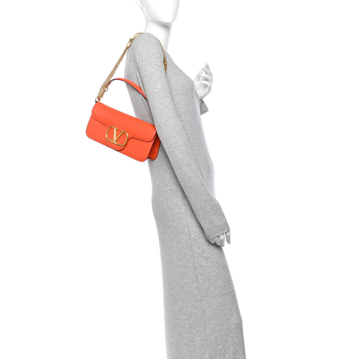 Valentino Garavani Calfskin Vlogo Loco Shoulder Bag Orange