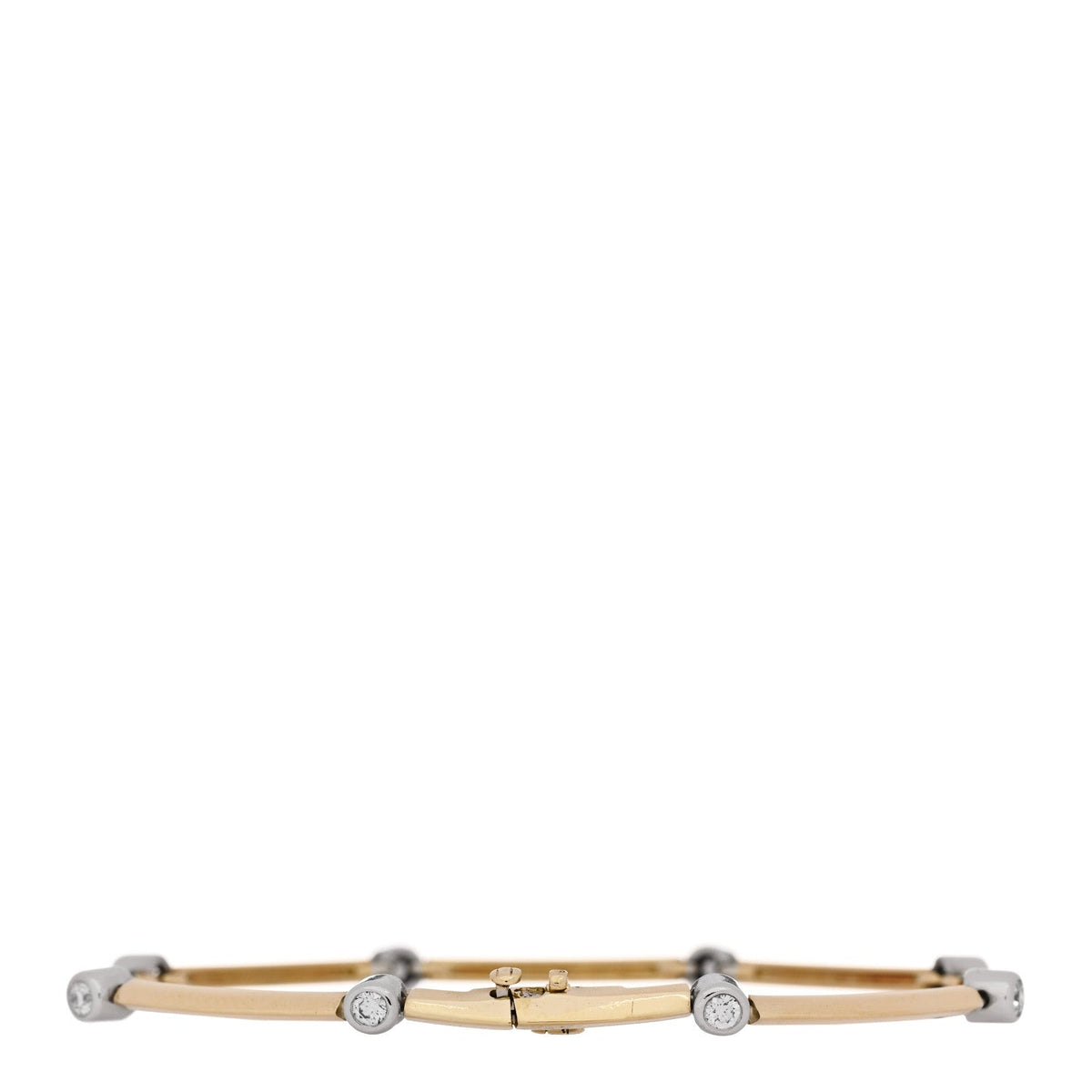 Tiffany 18K Yellow Gold Platinum Diamond 0.32ct Knife Edge Link Bracelet