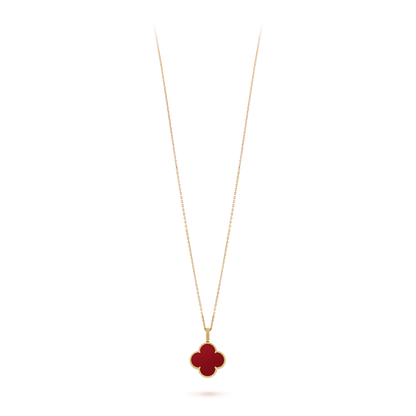18K Yellow Gold Carnelian VCA Magic Alhambra Long Necklace