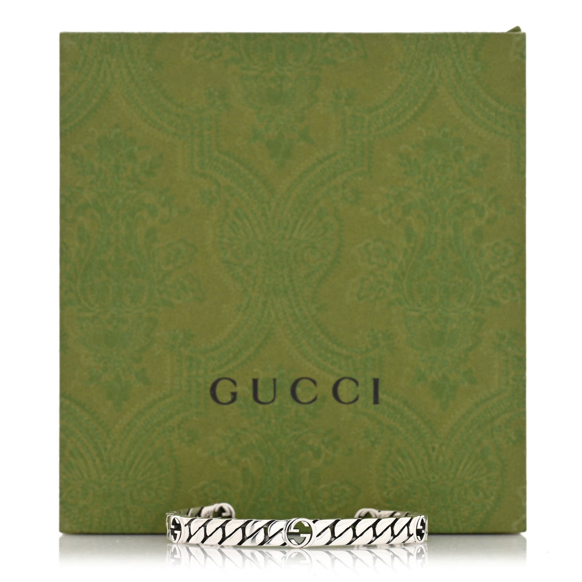 Gucci Sterling Silver Interlocking G Cuff Bracelet 16