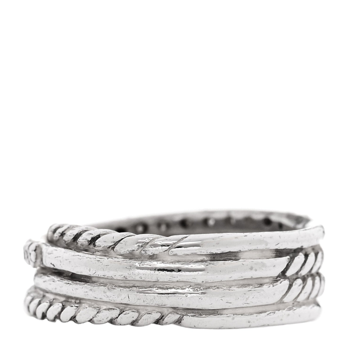 David Yurman Sterling Silver Diamond 7mm Crossover Ring 50 5.5
