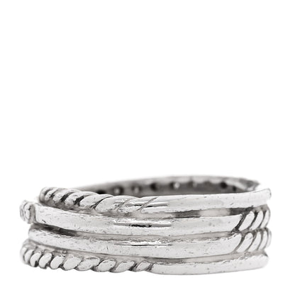 David Yurman Sterling Silver Diamond 7mm Crossover Ring 50 5.5