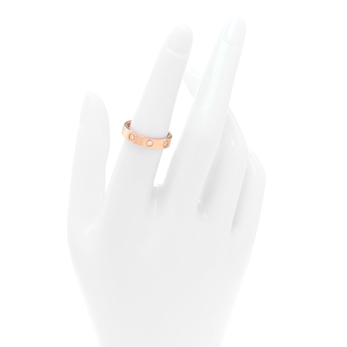 18K Pink Gold 8 Diamond 4mm LOVE Wedding Band Ring 53 6.5