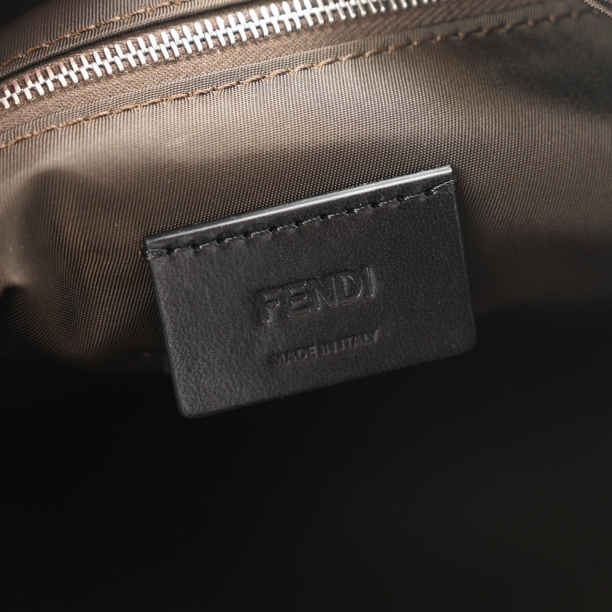 Fendi Econyl Nylon Cuoio Romano Large Baguette Messenger Bag Ebano