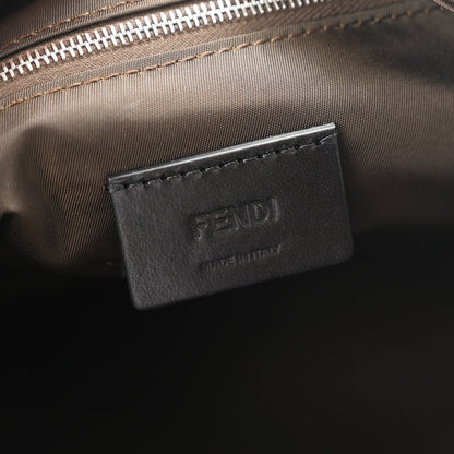 Fendi Econyl Nylon Cuoio Romano Large Baguette Messenger Bag Ebano