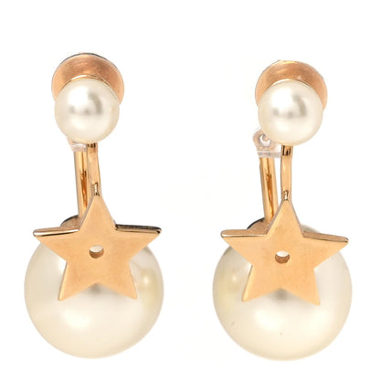 Christian Dior Pearl Crystal My ABCDior Tribales Etoile Star Earrings Gold