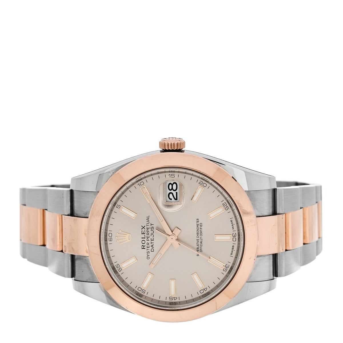 Rolex Stainless Steel 18K Everose Gold 41mm Datejust Watch Sundust 126301