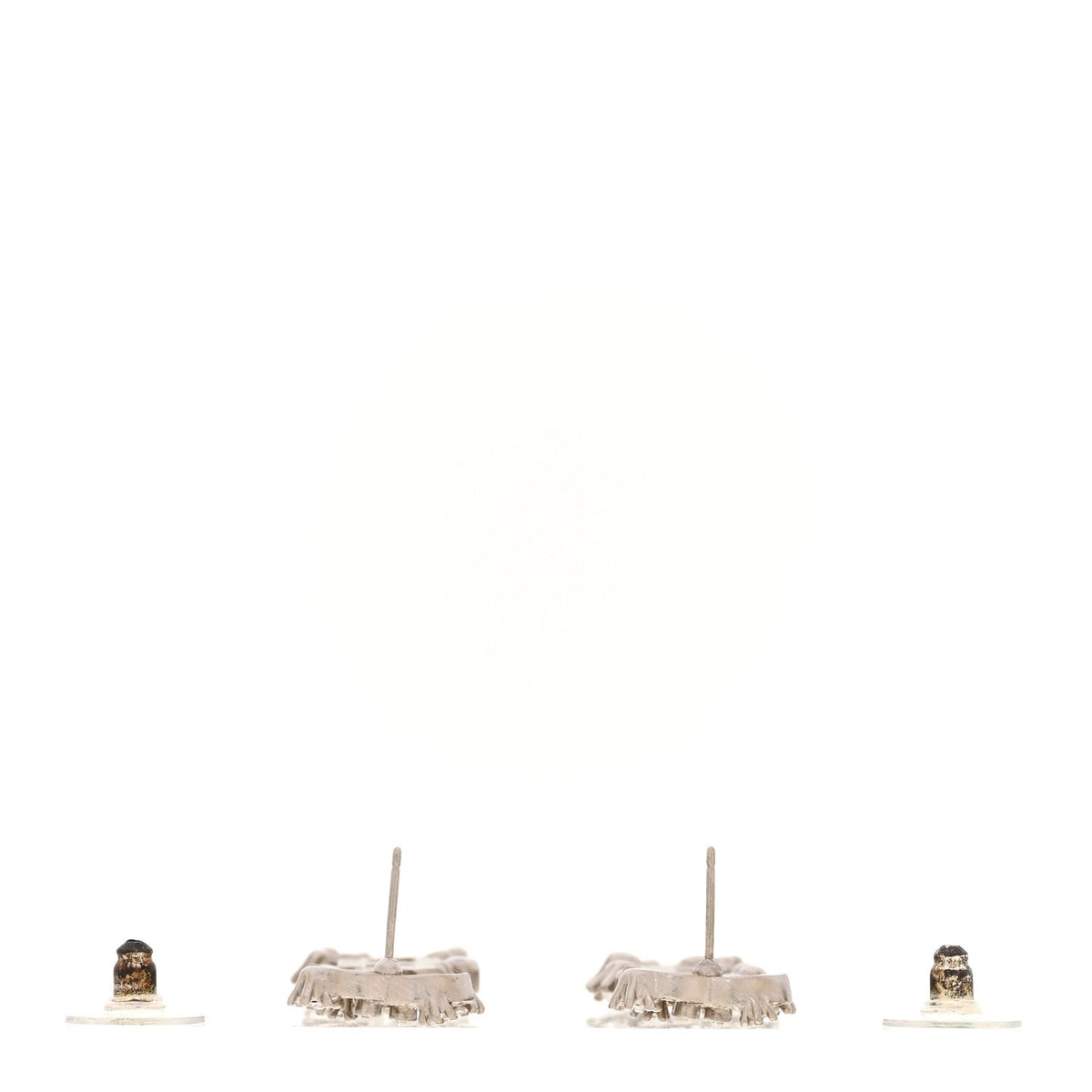 Chanel Crystal Cha-Nel Logo Drop Earrings Silver
