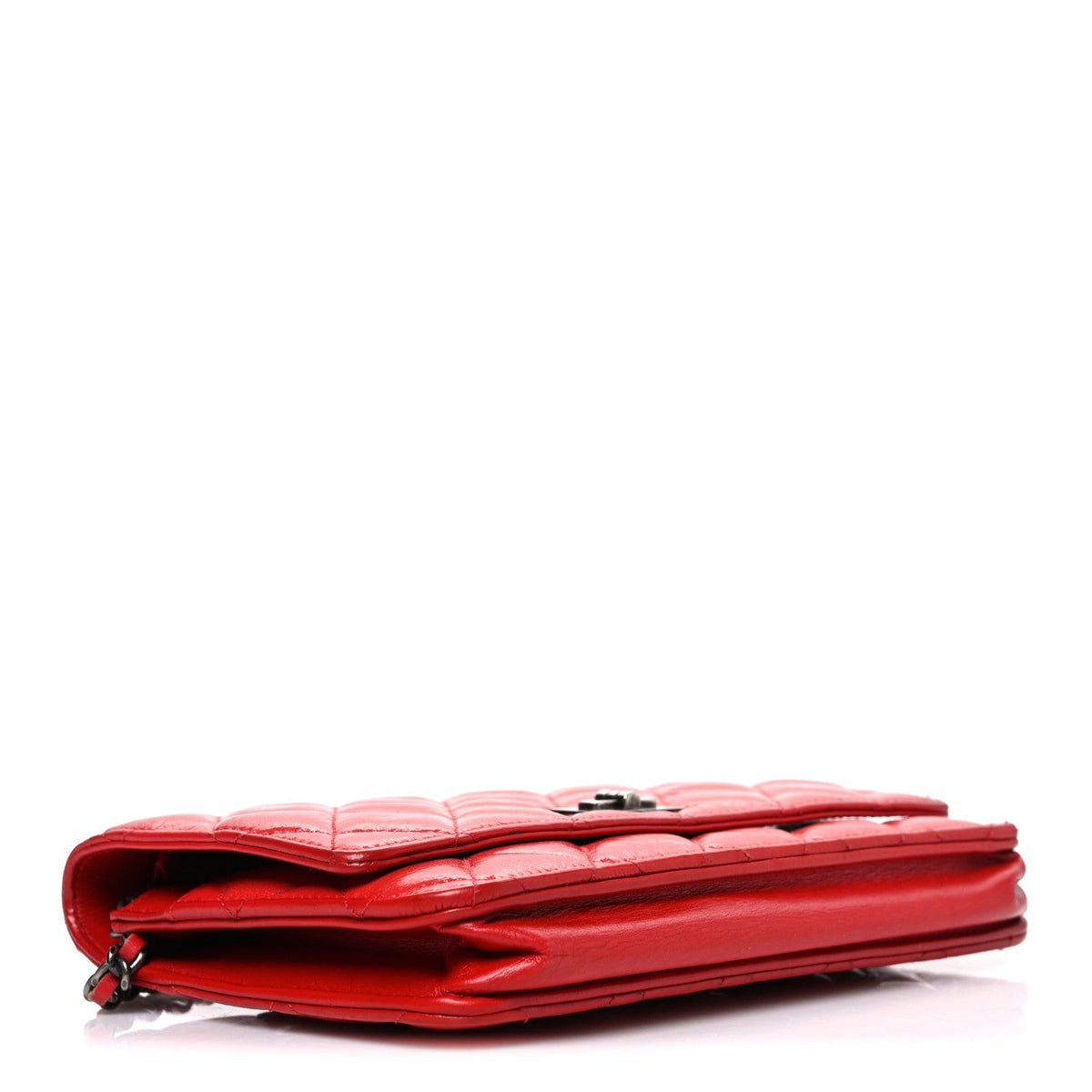 Chanel Glazed Calfskin Quilted Reissue Wallet On Chain Red