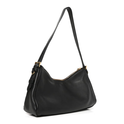 Prada Soft Calfskin Large Aimée Shoulder Bag Black