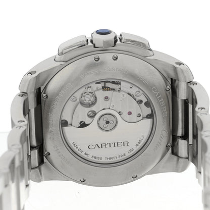 Cartier Stainless Steel 42mm Calibre de Cartier Chronograph Watch White
