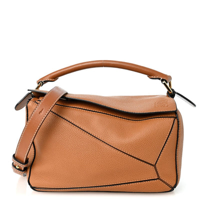 Loewe Grained Calfskin Small Puzzle Bag Tan