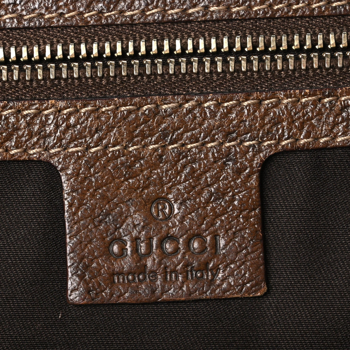 Gucci Monogram Canvas Piston Lock Tote Brown