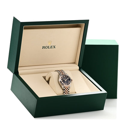 Rolex Stainless Steel 18K Everose Gold Diamond 31mm Datejust Watch Black 278341RBR