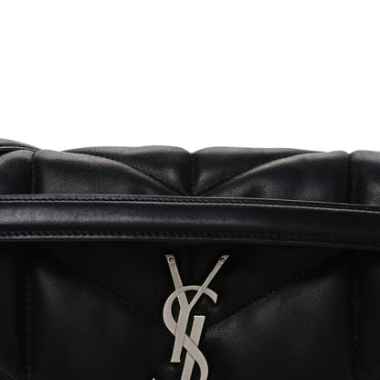 Saint Laurent Lambskin Quilted Small Loulou Puffer Satchel Black