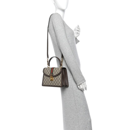 Gucci GG Supreme Calfskin Small Ophidia Padlock Bag Beige Ebony