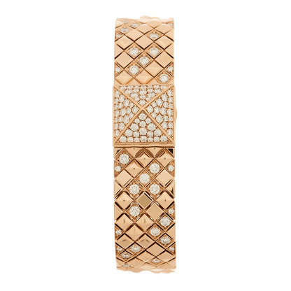 Hermes 18K Rose Gold Diamond 15mm Medor Joaillerie Quartz Watch