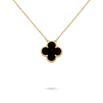 18K Yellow Gold Onyx VCA Vintage Alhambra Pendant