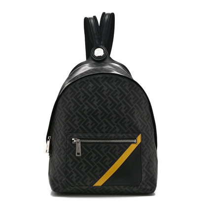 Fendi Glazed Fabric Vitello King FF 1974 Medium Chiodo Backpack Black Sunflower
