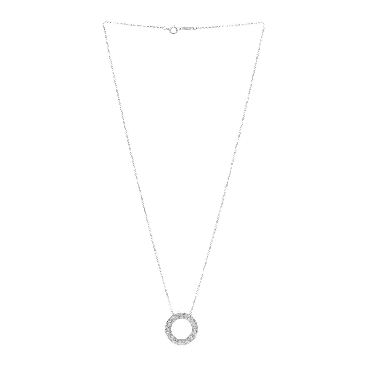 Tiffany 18K White Gold Diamond Metro Circle Pendant Necklace