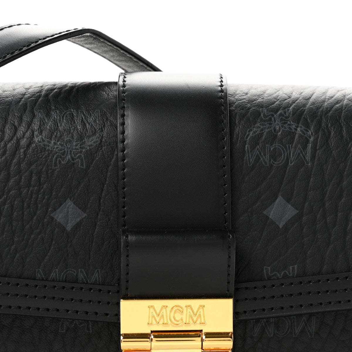 MCM Visetos Small Tracy Shoulder Bag Black