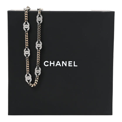 Chanel Crystal Chain CC Link Necklace Gold Silver