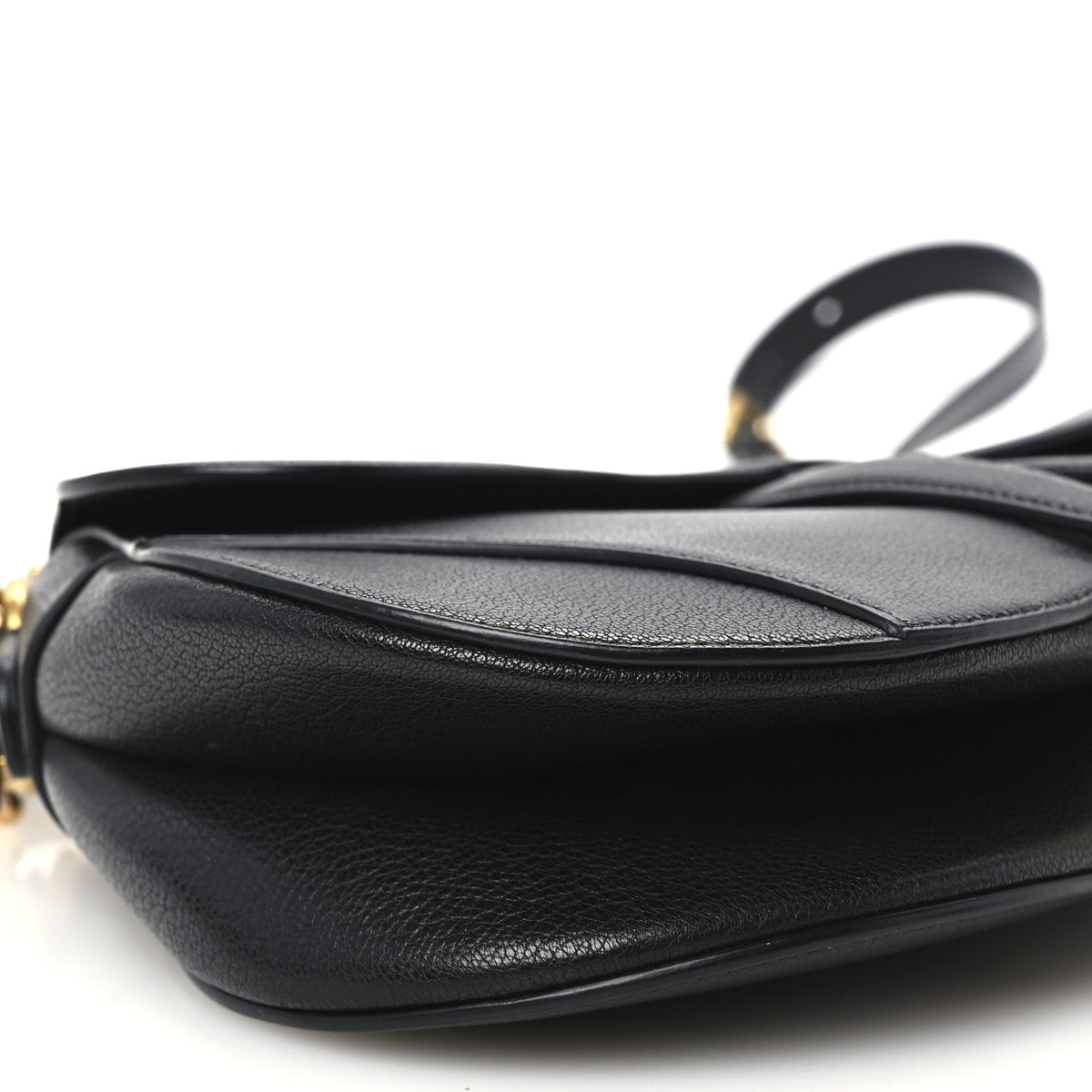 Christian Dior Shiny Goatskin Saddle Bag Black