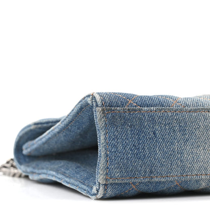 Saint Laurent Denim Mixed Matelasse Triquilt Medium Envelope Satchel Blue