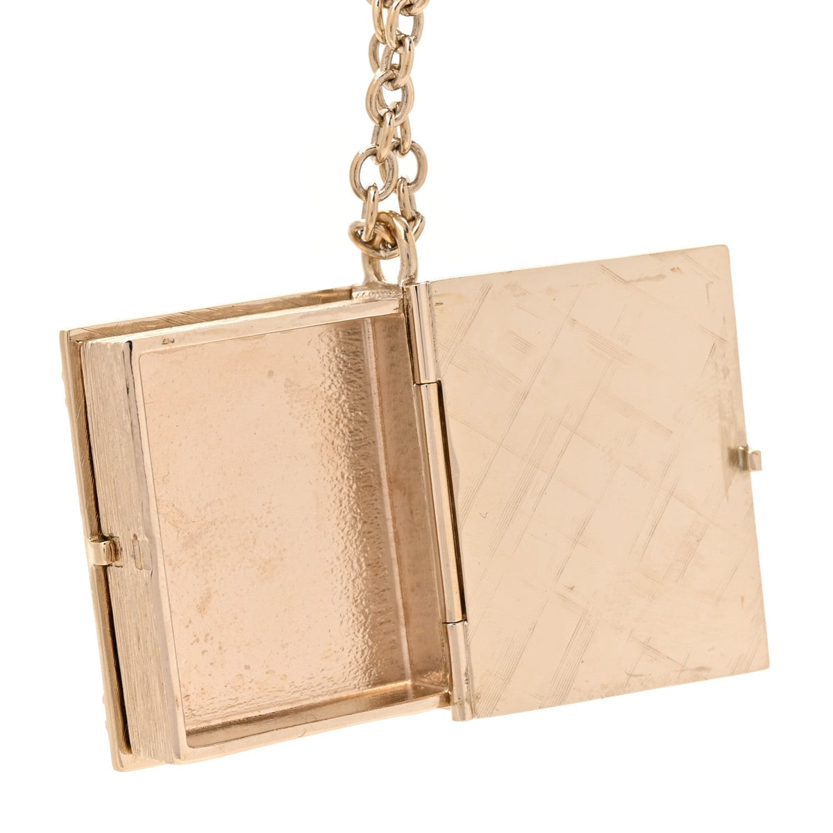 Chanel Metal CC Lion Book Locket Necklace Gold