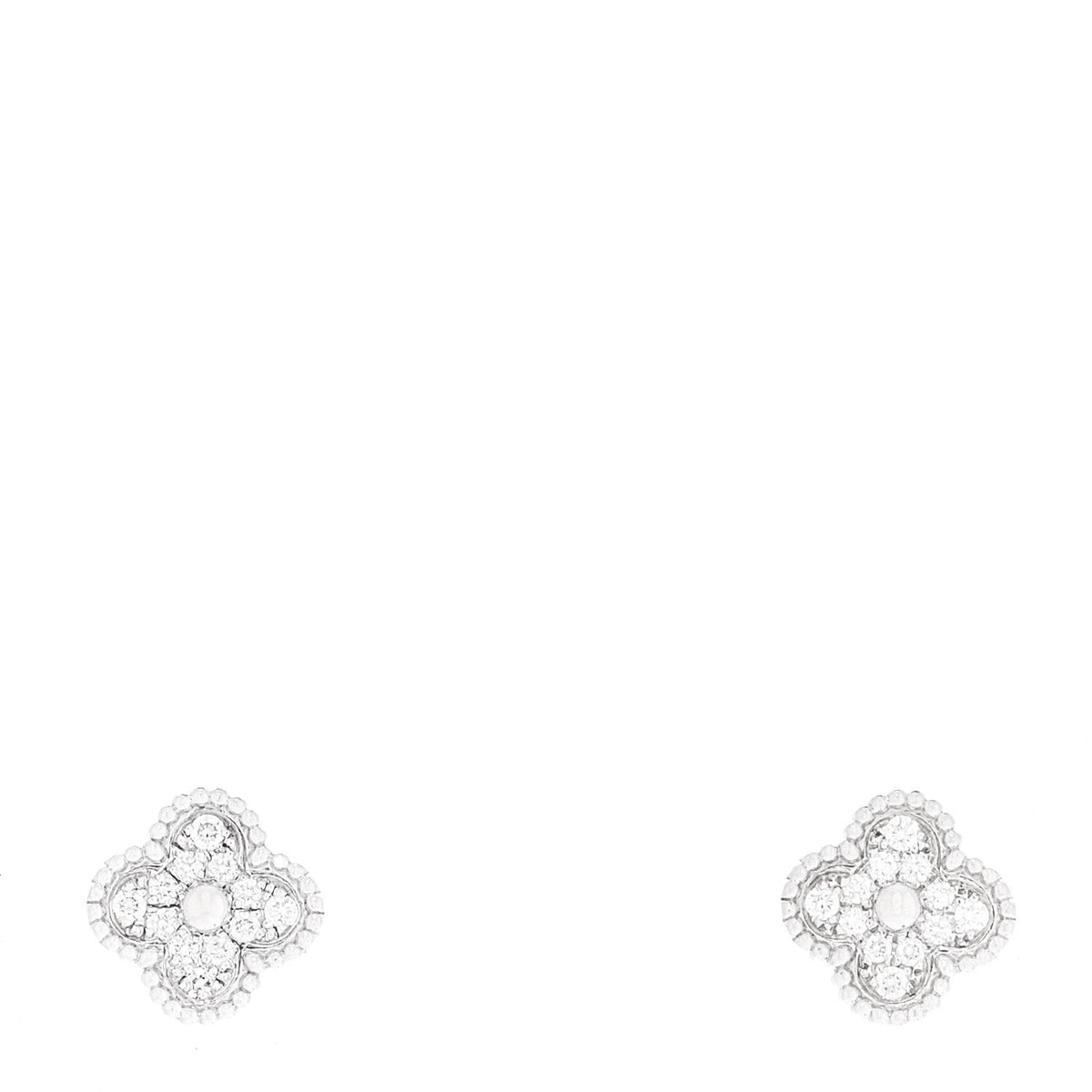 Van Cleef & Arpels 18K White Gold Diamond Sweet Alhambra Earrings