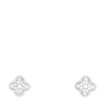 Van Cleef & Arpels 18K White Gold Diamond Sweet Alhambra Earrings