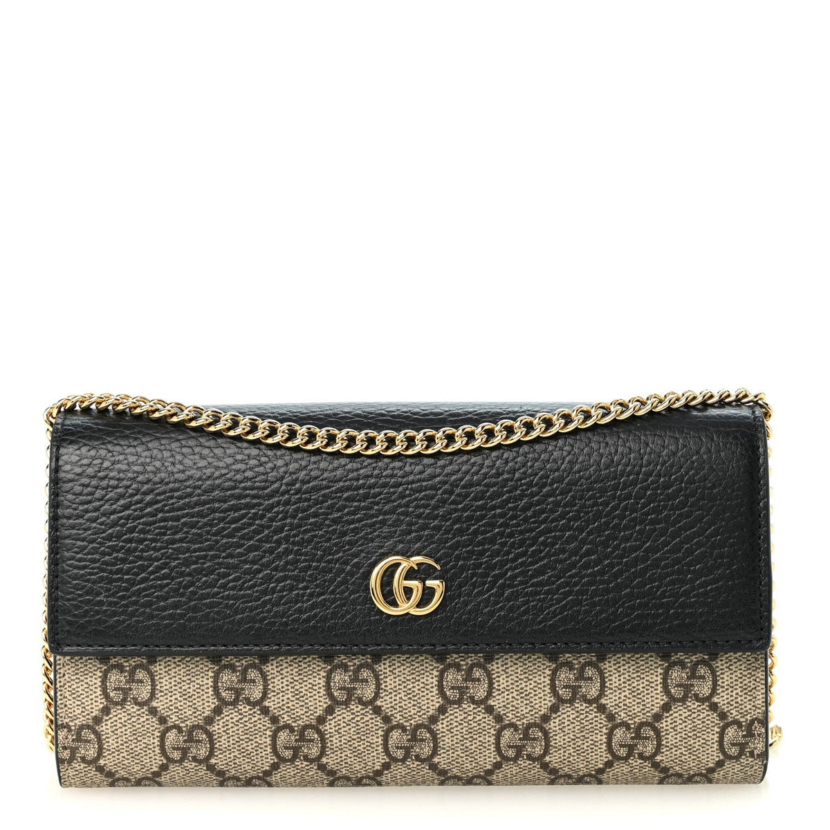 Gucci Dollar Calfskin GG Supreme Monogram Petite GG Marmont Chain Wallet