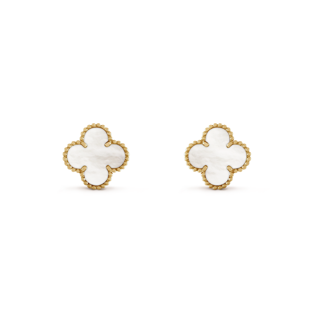 18K Gold MOP VCA Vintage Alhambra Earrings