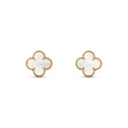 18K Gold MOP VCA Vintage Alhambra Earrings