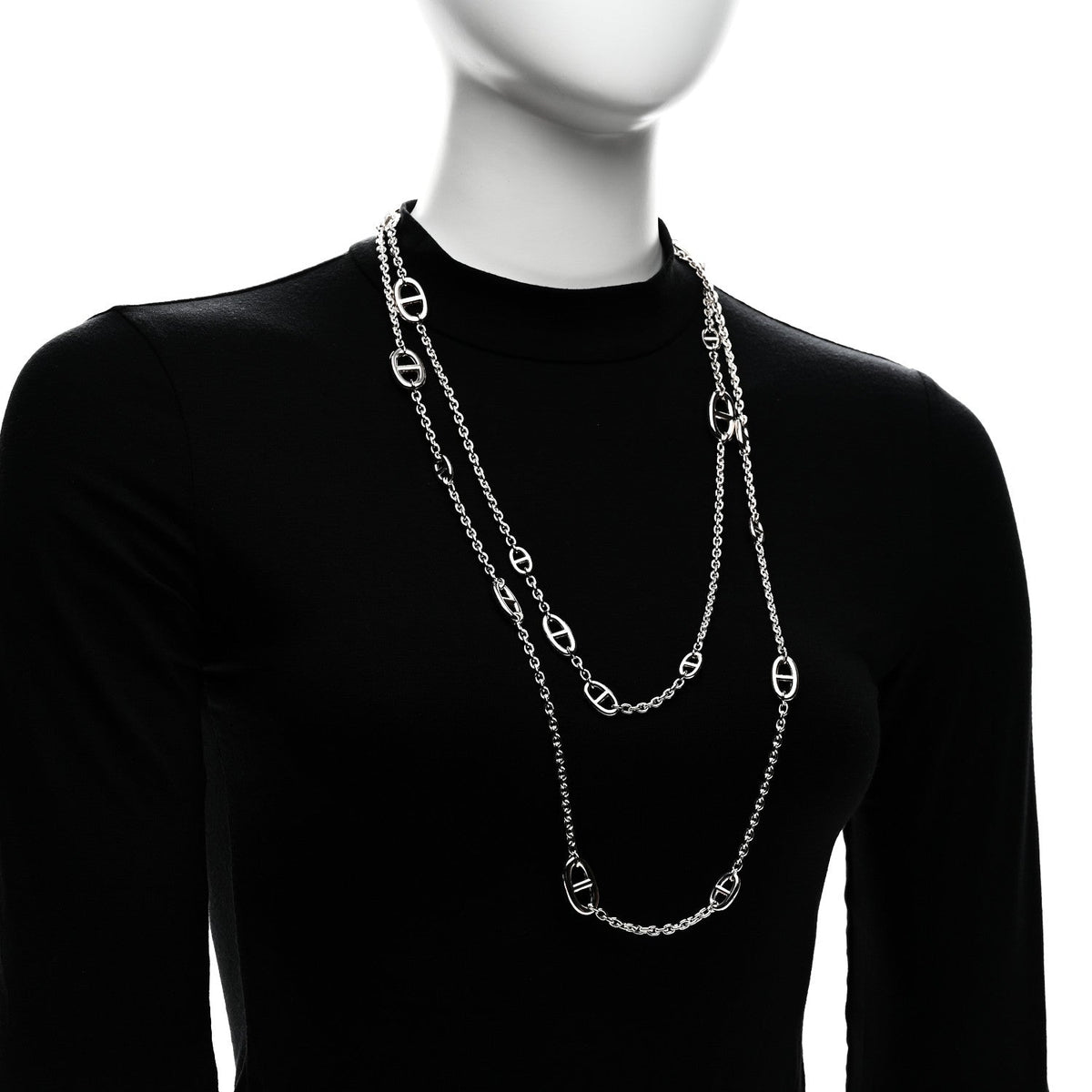 Hermes Sterling Silver Farandole 160 Necklace 157.5cm