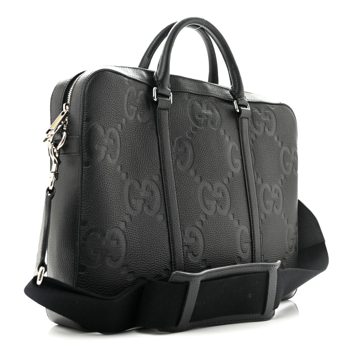 Gucci Piuma Calfskin Jumbo GG Embossed Briefcase Black