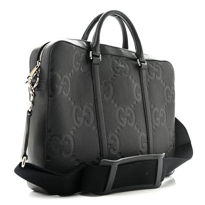 Gucci Piuma Calfskin Jumbo GG Embossed Briefcase Black