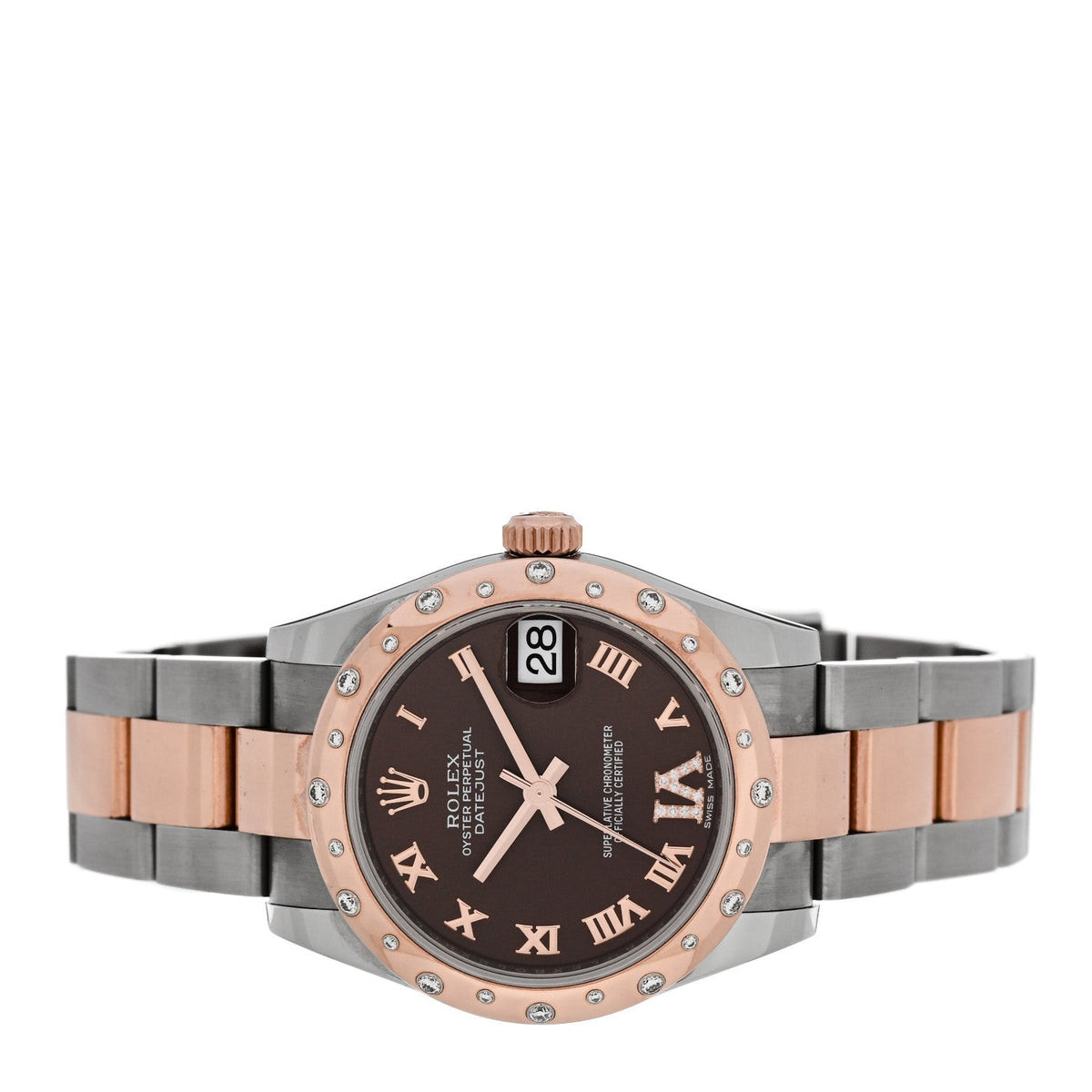 Rolex Stainless Steel 18K Everose Gold 31mm Datejust Watch Chocolate 178341