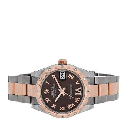 Rolex Stainless Steel 18K Everose Gold 31mm Datejust Watch Chocolate 178341