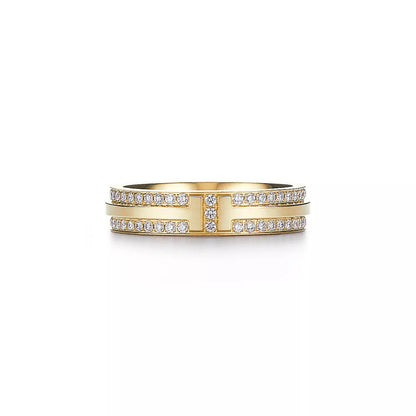 18K Gold Diamond Tiffany T Ring