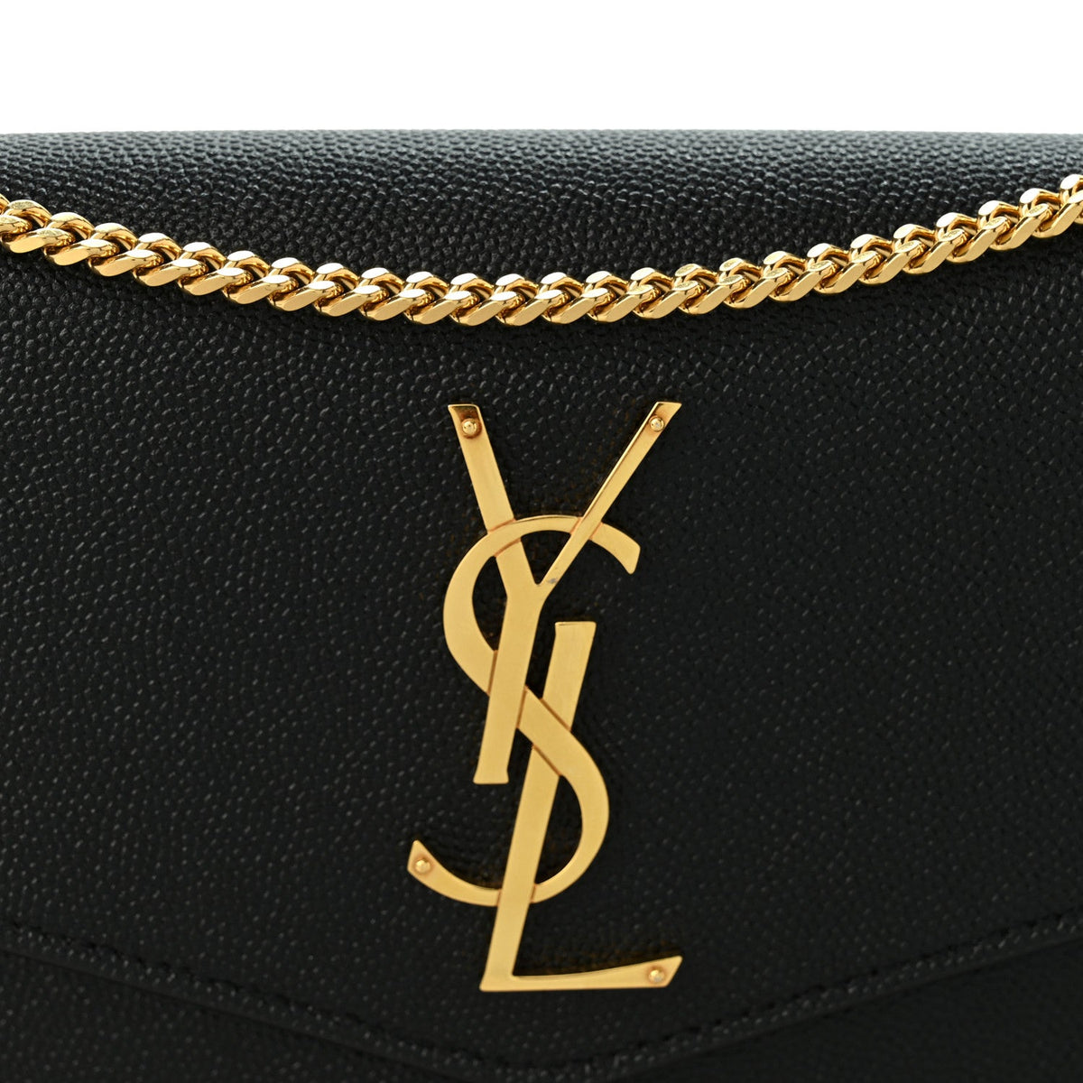 Saint Laurent Grain de Poudre Uptown Chain Wallet Black