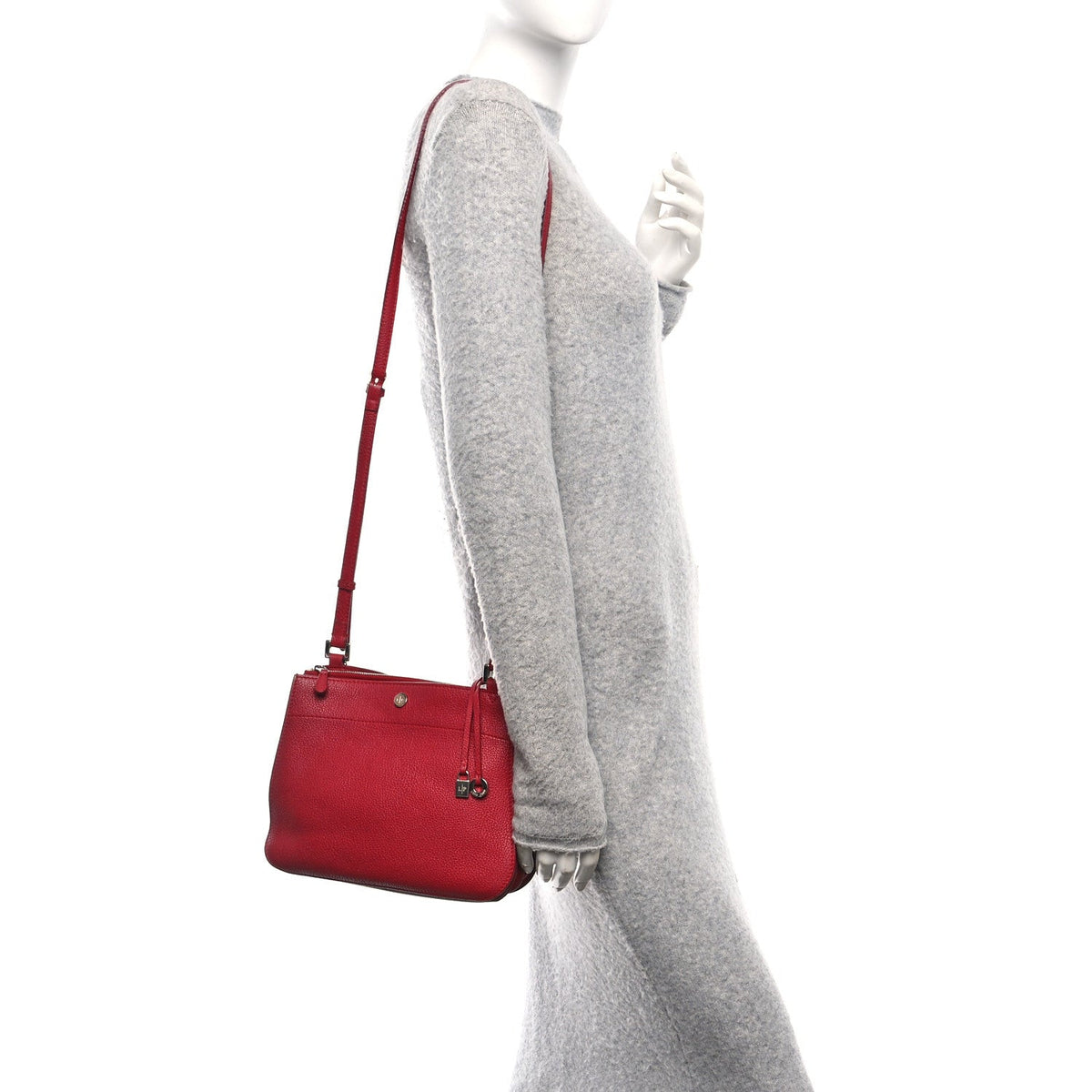 Loro Piana Grained Calfskin Milky Way Shoulder Bag Red