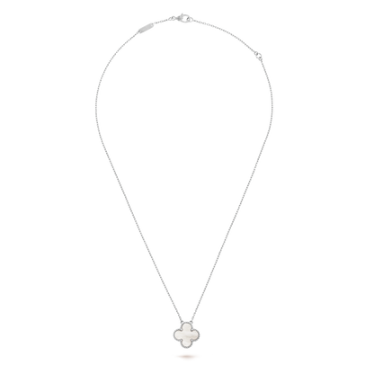 18K White Gold Mother of Pearl VCA Vintage Alhambra Pendant